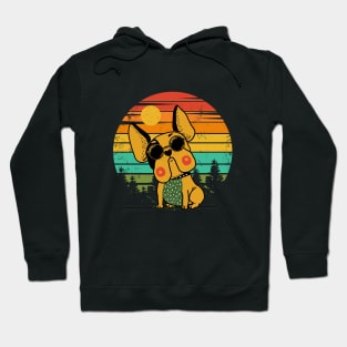 Stylish pug dog with retro sunset Hoodie